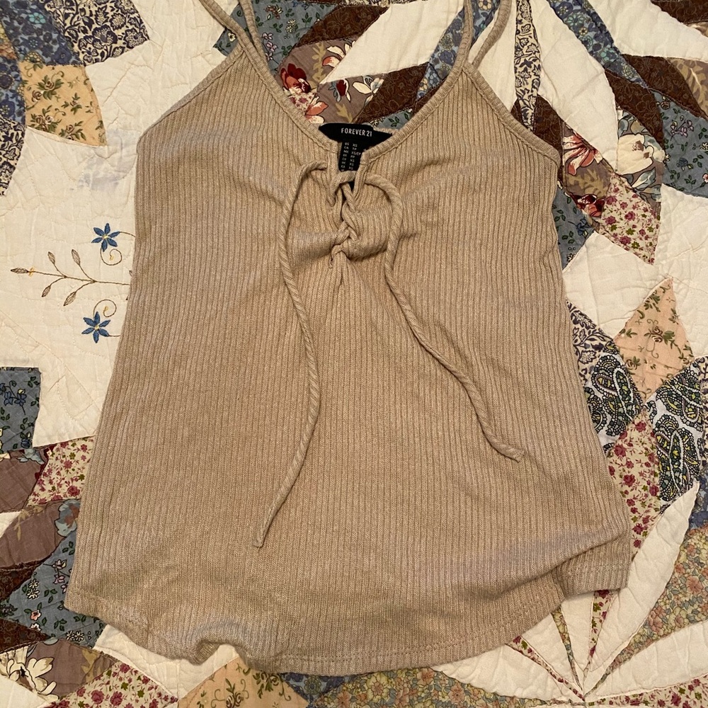 Forever 21 beige tie cami XS
